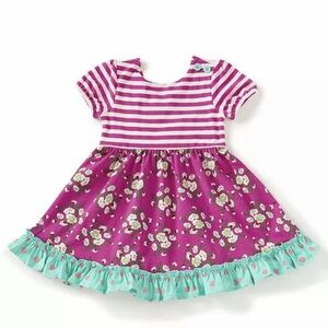 Matilda Jane Girls Dress Pink Floral Striped Spring Easter size 4T